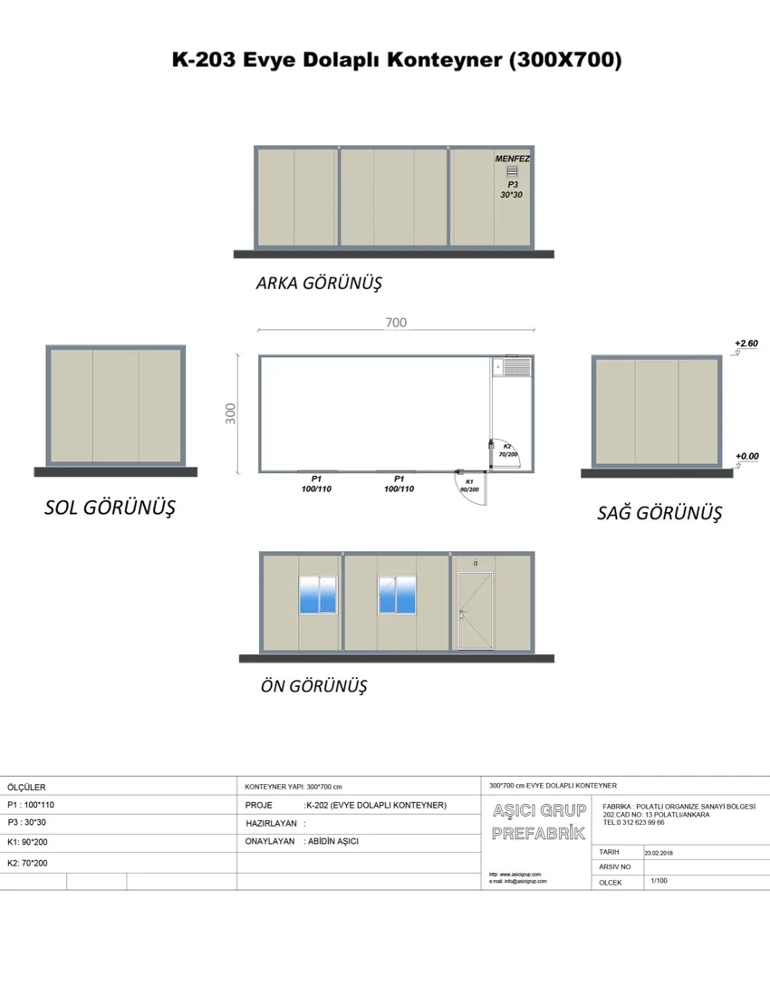 K-202 Evye Dolaplı Konteyner