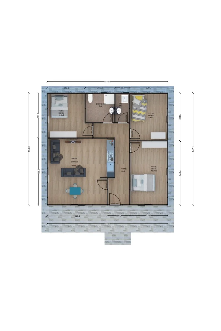 109 m² 109 m² Prefabrik Ev