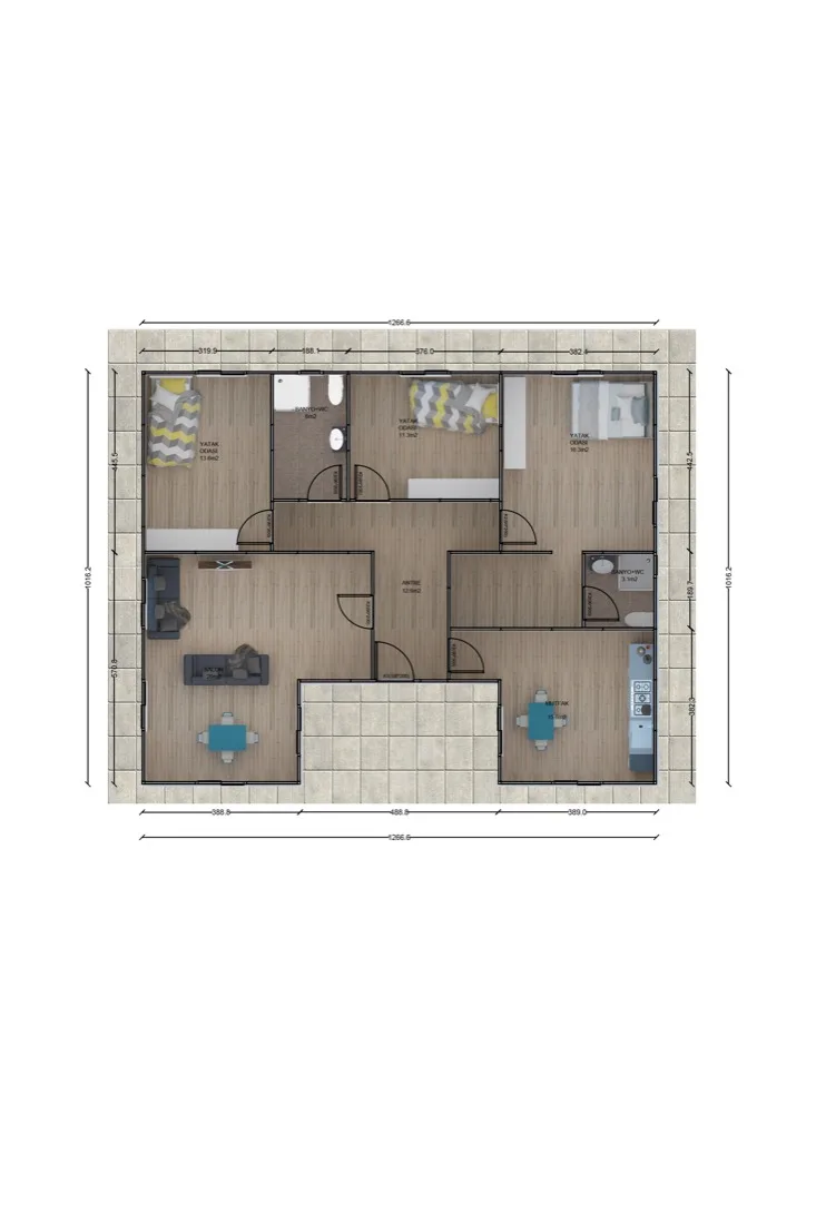 120 m² 120 m² Prefabrik Ev