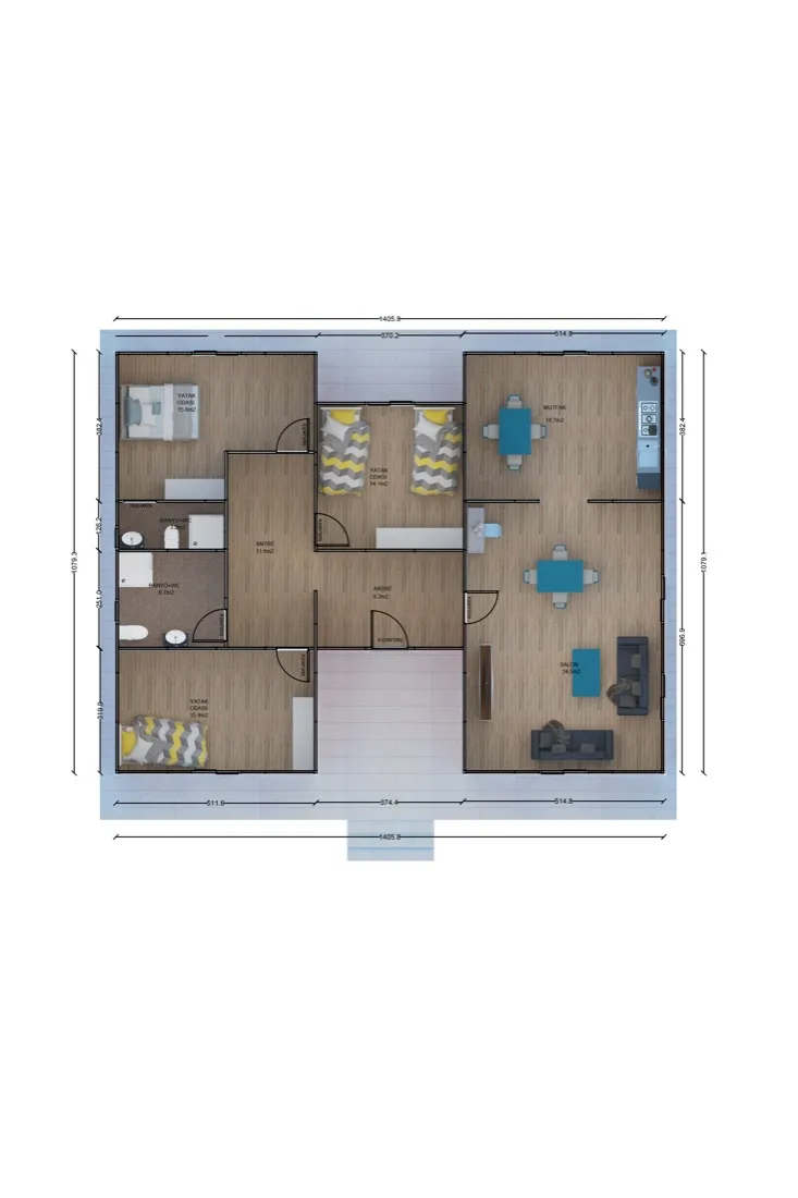 142 m² 142 m² Prefabrik Ev