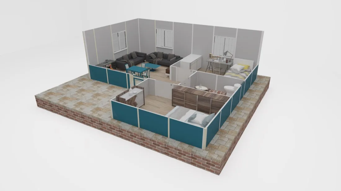 53 m² 53 m² Prefabrik Ev