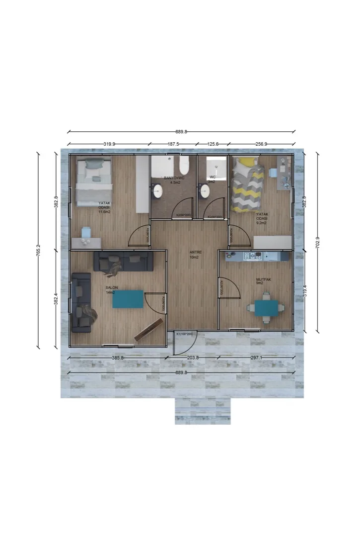 78 m² 78 m² Prefabrik Ev