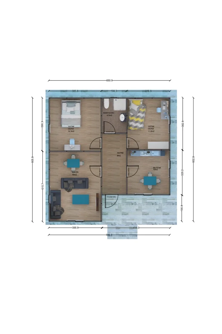 80 m² 80 m² Prefabrik Ev