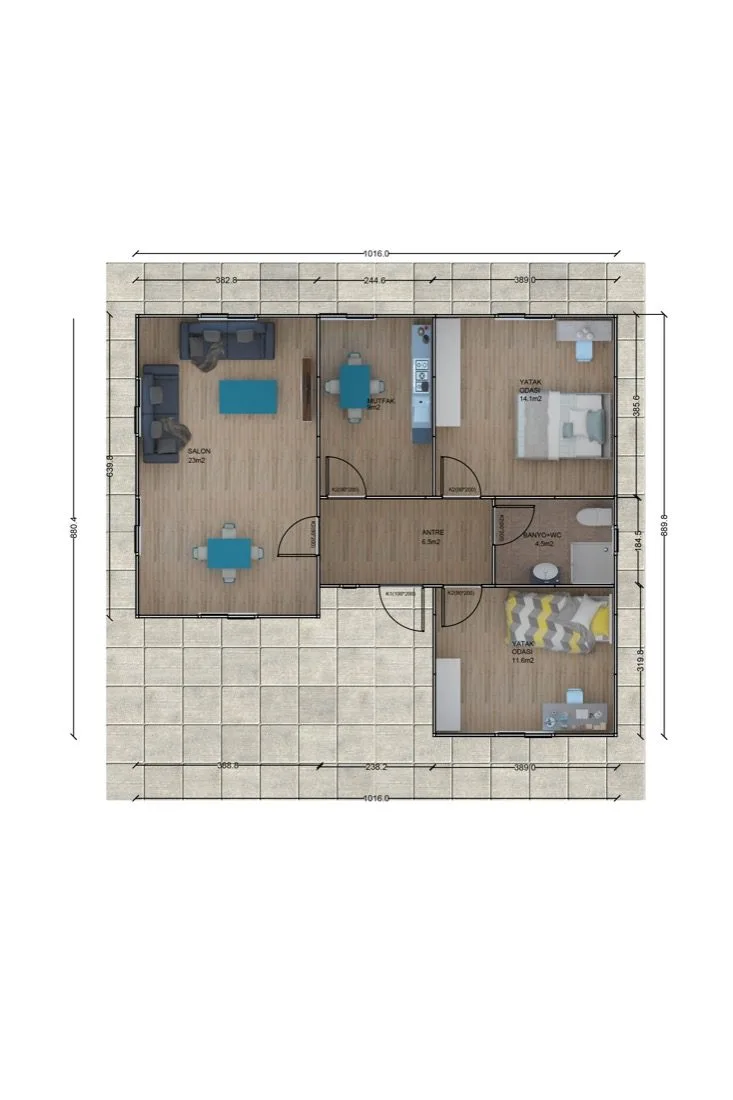85 m² 85 m² Prefabrik Ev