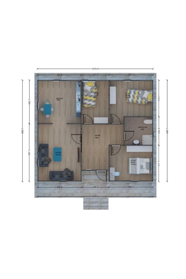 94 m² 94 m² Prefabrik Ev